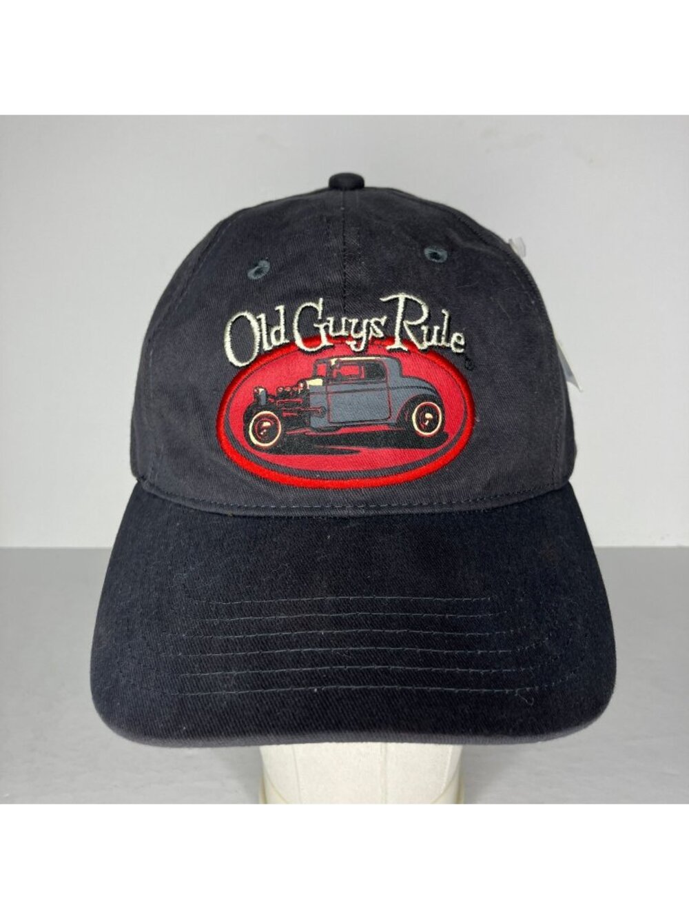 Old Guys Rule Hot Rod Car Hat Adjustable Strapback Baseball Cap Men's Gray